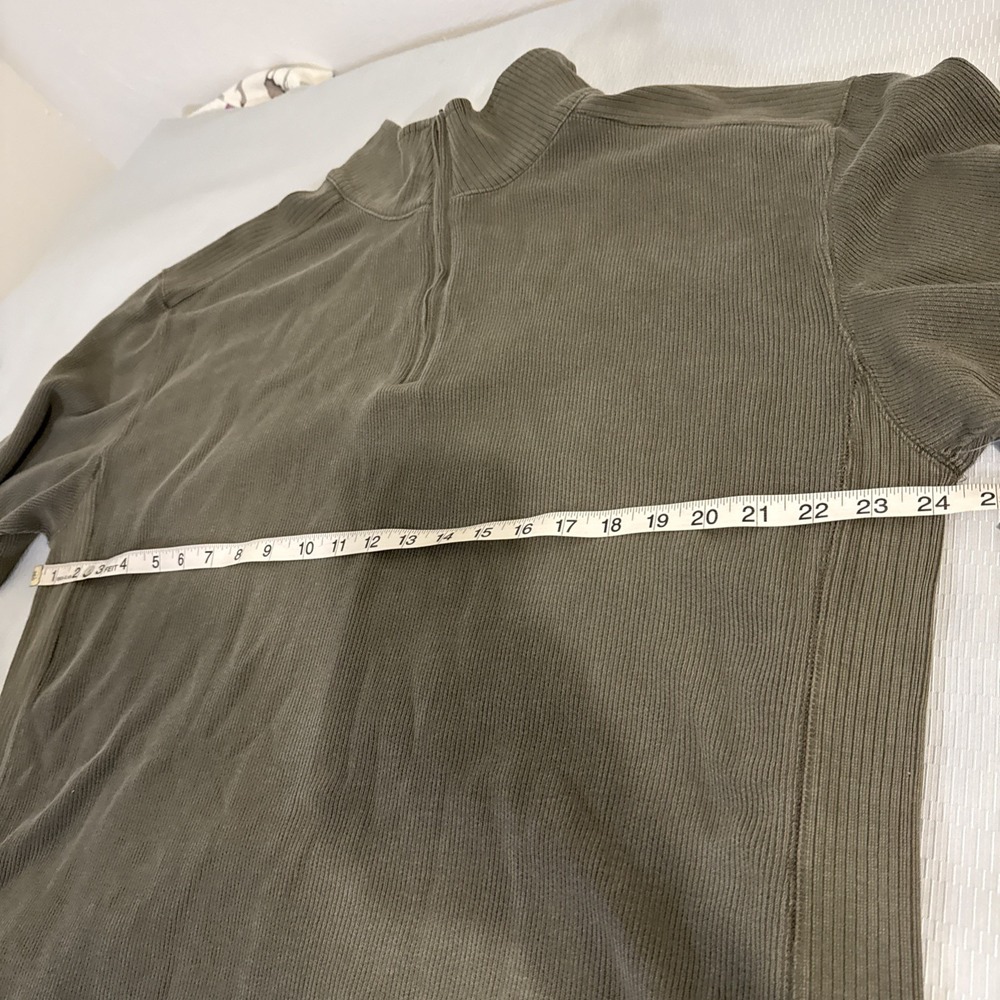 IZOD Jeans Rock Washed Mens L Khaki Green 1/4 Zip Pullover Sweatshirt Mock Neck - Picture 4 of 12